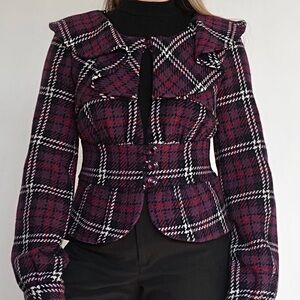 Arden B Purple Plaid Jacket